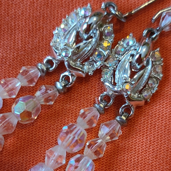 Vintage Lady Ellen 2 Strand Layered Aurora Borealis Crystal Bead Choker Necklace - Picture 6 of 7